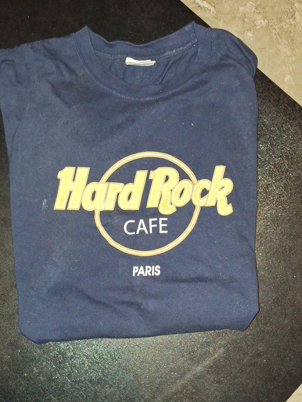 Hard Rock Cafe Navy Blue Tee with Gold Logo